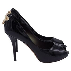 Louis Vuitton Oh Really! Peep Toe Platform Pumps in Black Patent Leather